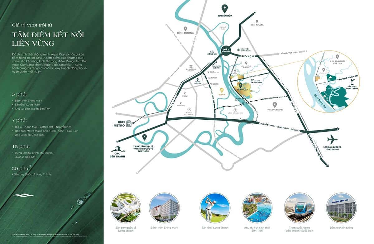 Vị trí của đô thị sinh thái Aqua City tại Đồng Nai