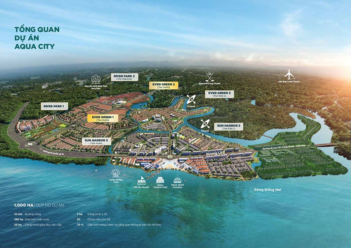 Vị trí phân khu Ever Green 3 trong dự án Aqua City.
