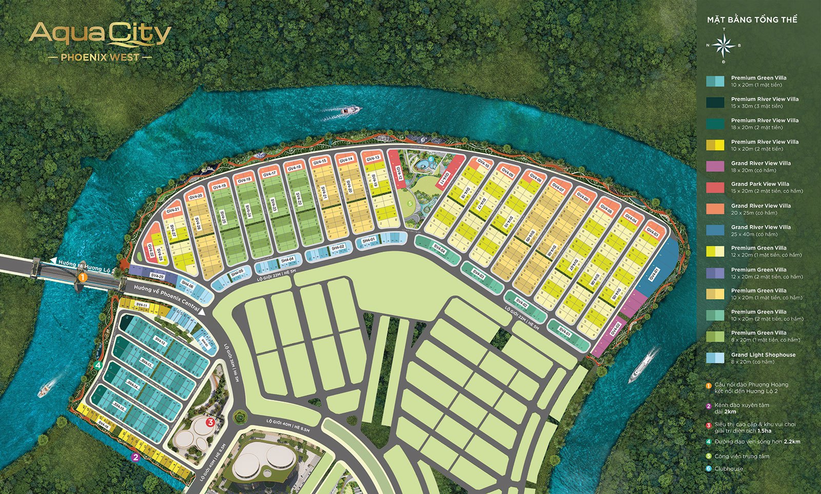 Mặt bằng Phân khu Phoenix West thuộc Đảo Phượng Hoàng dự án Aqua City.