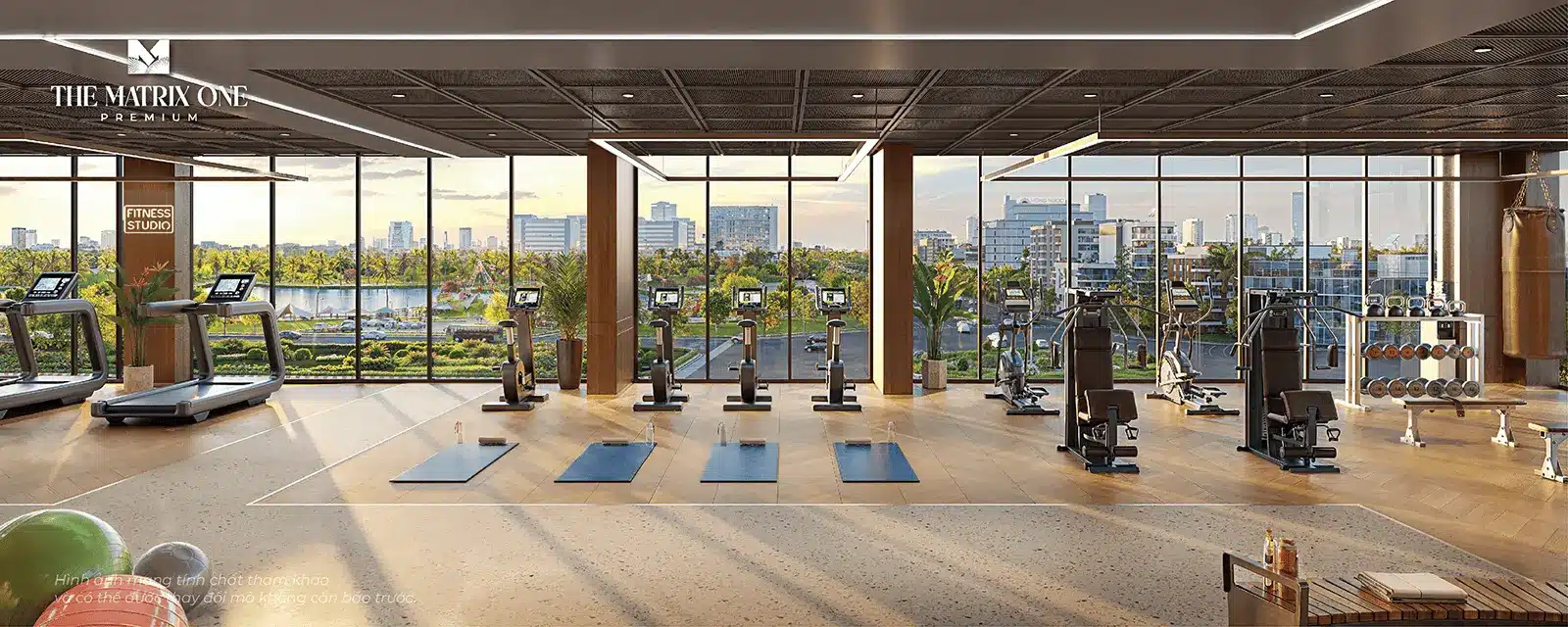 Phòng gym trang bị hiện đại tại The Matrix One Premium, mang đến không gian tập luyện đẳng cấp cho cư dân.