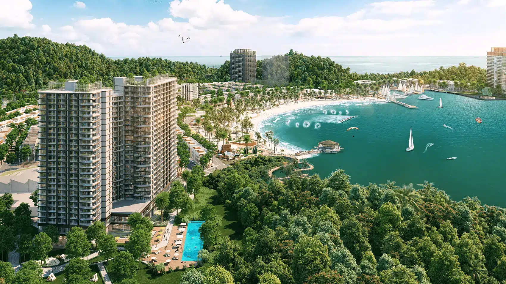 Toàn cảnh dự án Xanh Island Cát Bà, khu du lịch và dịch vụ thương mại đẳng cấp quốc tế.