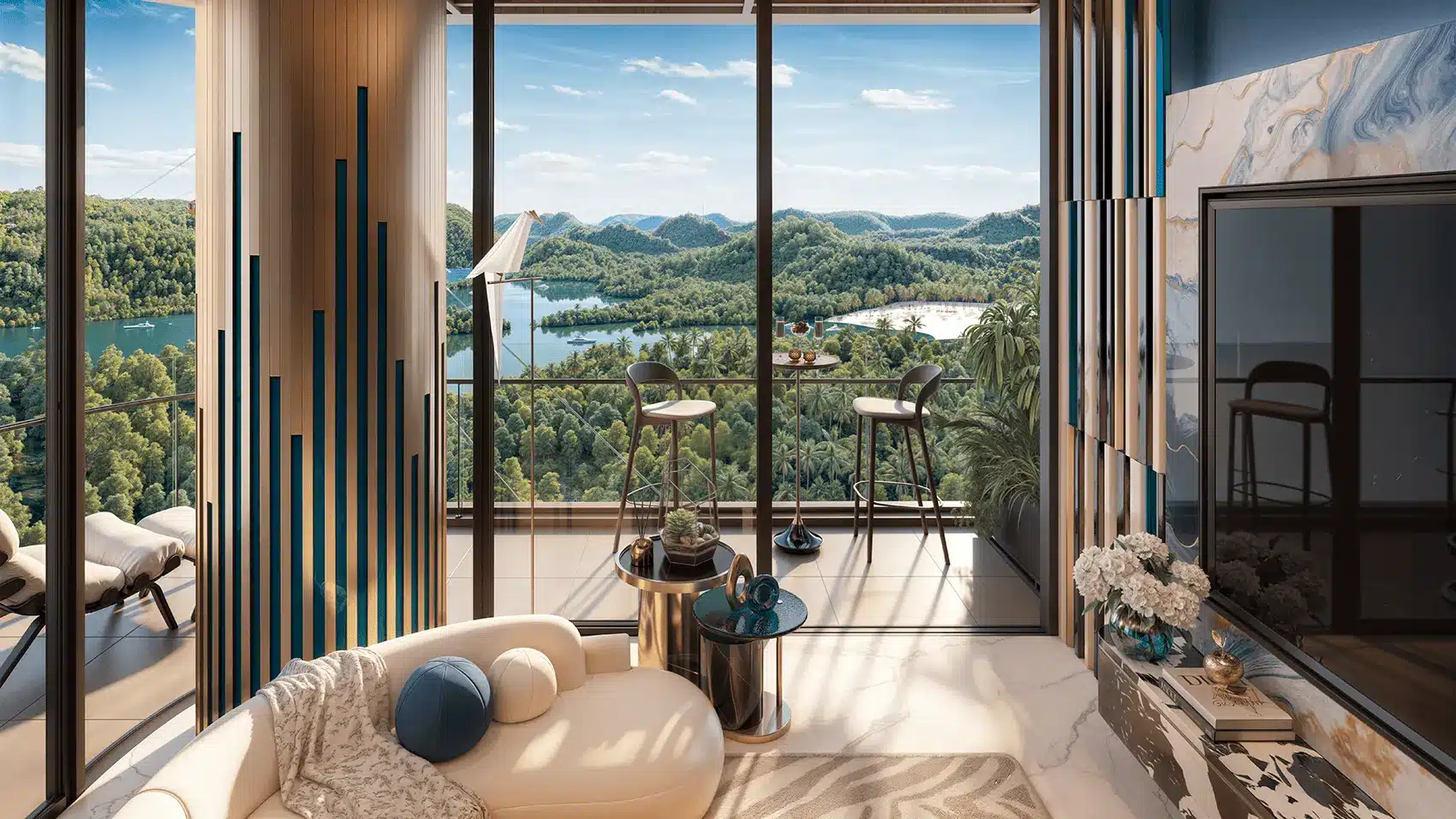 Vẻ đẹp hùng vĩ của núi rừng và biển xanh từ căn hộ Xanh Island Cát Bà.